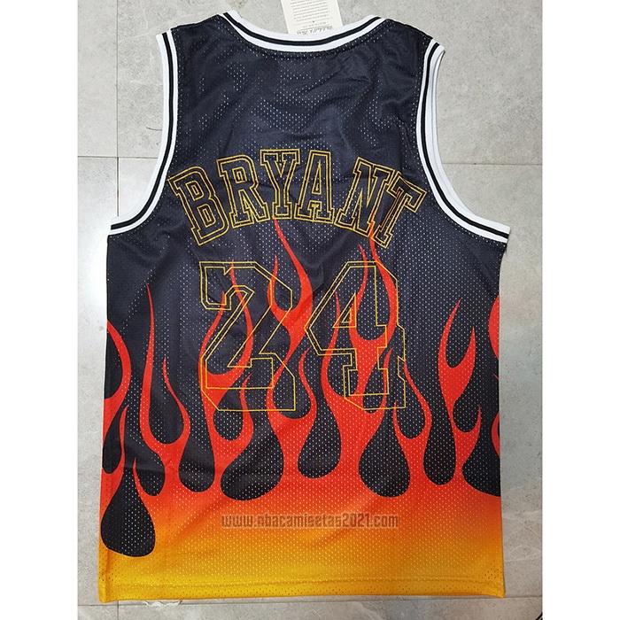 Camiseta Los Angeles Lakers Kobe Bryant #24 Flames Negro